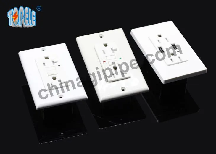 Indicador de receptacle de sortida GFCI resistent a pressió amb llum LED, plaques de paret de nylon i cargols inclosos en blanc 20A